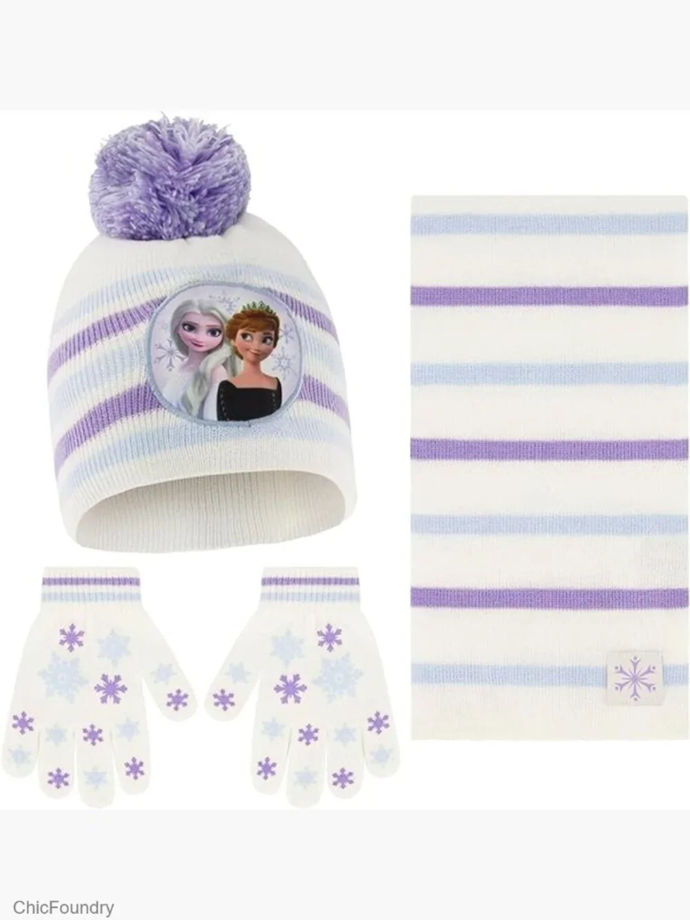 Frozen Girls Winter Hat Scarf Gloves Set 3pc